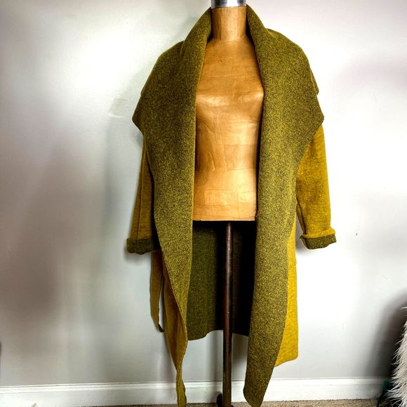 Maille Girl Apple Green Wool-Blend Fabiola Coat 44 - Picture 3 of 7